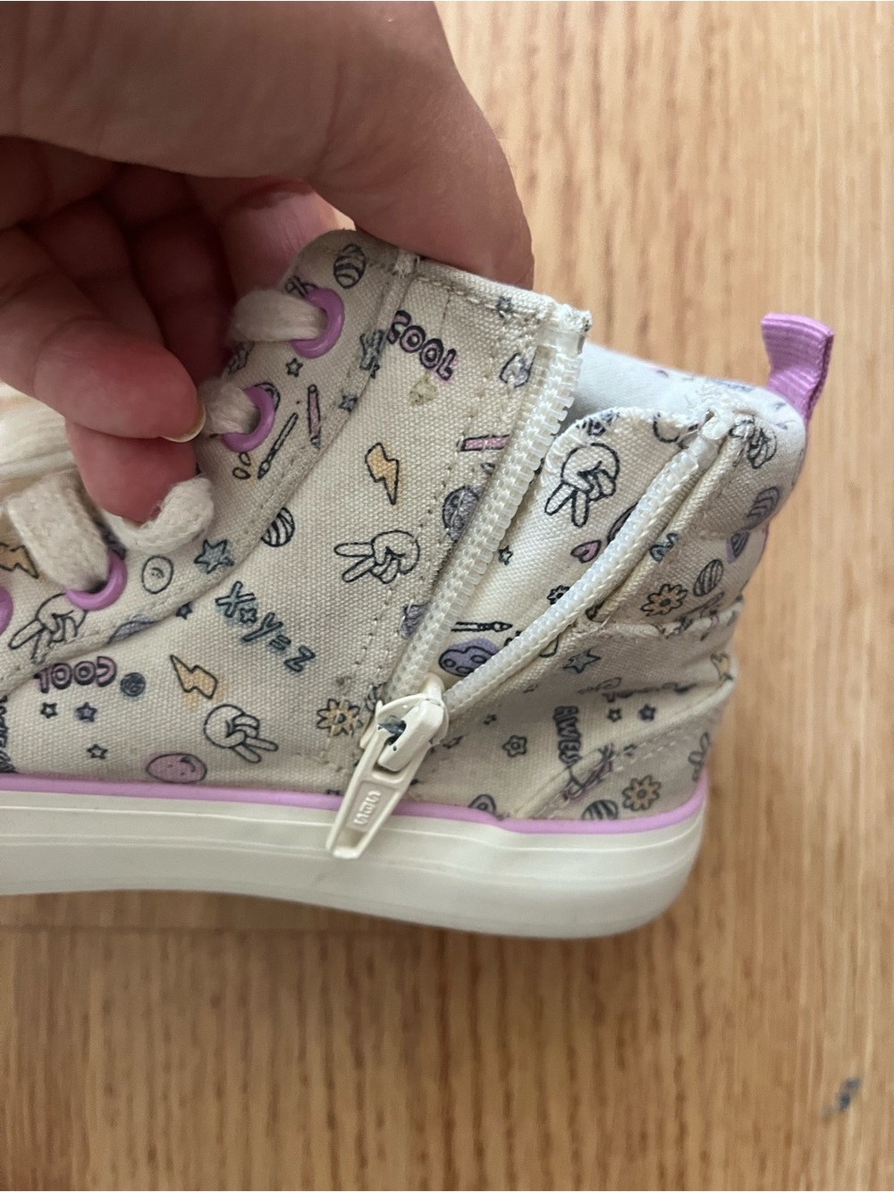 3 = $15 - Cat & Jack Cream Canvas High-Top Sneakers with Pink Trim